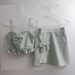 Bunny Print Skirt and Crop Top Size M